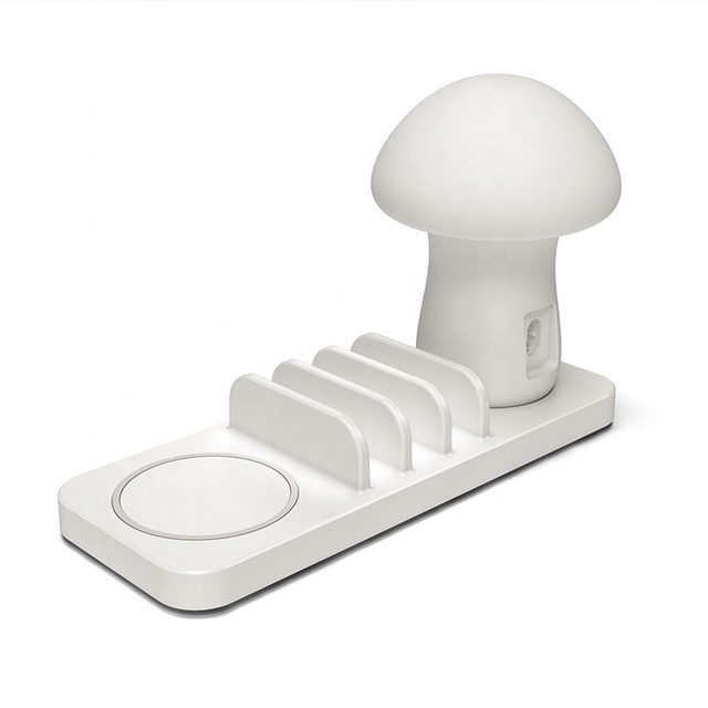 Smart Mushroom Desk Lamp Iphone Wireless Charger LED Lamp With USB Charging Station