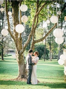 Nicroo Đèn Lồng Tiệc Thủ Công Ngoài Trời Sân Vườn Phòng Ngủ Đèn Lồng Giấy Treo Màu Trơn Lớn Màu Trắng Tròn Trang Trí Đám Cưới - Product Image 5