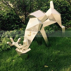 ANW9850 Sculpture d'animal Art Déco en acier inoxydable poli miroir, décoration de jardin personnalisée pour villa et aménagement paysager - Product Image 1