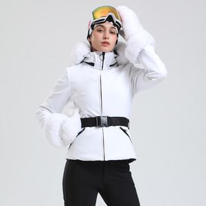Nouvelle combinaison de <span class=keywords><strong>ski</strong></span> pour femme, hiver, à capuche, 100% polyester, fermeture éclair, chaude, coupe ajustée, double épaisseur, coupe-vent, imperméable, pour températures extrêmes, <span class=keywords><strong>pantalon</strong></span> - Product Image 2