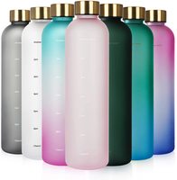 2022 Produk Baru 32OZ BPA Botol Air Tritan Frosted Bebas dengan Tanda Waktu & Tutup Tahan Bocor