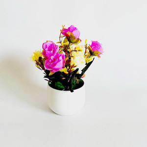 Bonsái de Rosas Artificiales, Flores Artificiales, 10 Piezas, Incluye Maceta de Tela y Plástico, para Decoración del Hogar, AliExpress - Product Image 5