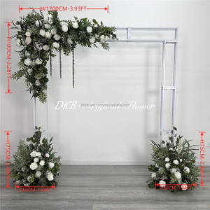 Arreglo Floral Artificial Popular, Arco de Rosas de Seda Blancas y Verdes, Estilo Moderno, Fondo para Fotografía de Bodas, Tamaños Personalizables - Product Image 2