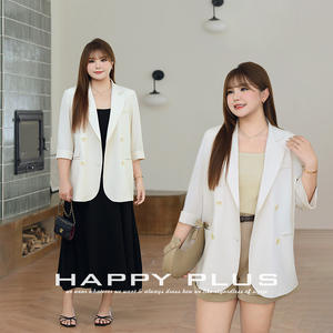 Blazer beige pour femme Runqi N9250, manches trois quarts, respirant, couleur unie, veste de costume professionnelle, grande taille 200 lbs - Product Image 4