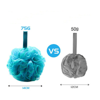 Haute qualité couleur bleue série 75G bain maille Pouf boule de douche corps épurateur exfoliant éponge de bain pour femmes et hommes