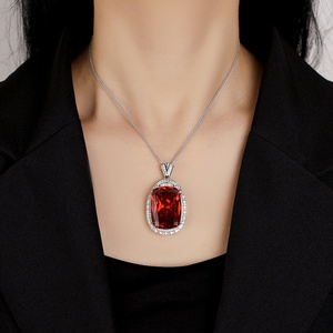Polished Eco-friendly Copper Large Pendant Necklace Cubic Zirconia Hypoallergenic Jewelry for Women Banquet Party Gift Wholesale - Product Image 6