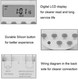 Commutateur de minuterie programmable numérique LCD 16A 110V/220V/commutateur de relais de minuterie CN101A