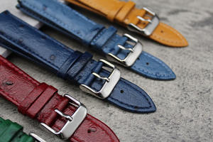 Yunse nuevo patrón de avestruz correa de cuero genuino negro bronceado marrón personalizado 19 21 correa de reloj de cuero de grano superior 18mm 20mm 22mm 24mm - Product Image 4