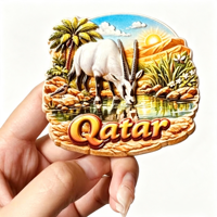 Aimants de réfrigérateur 3D en résine Asie Qatar, souvenir touristique, autocollant de réfrigérateur, cadeau artisanal, décoration