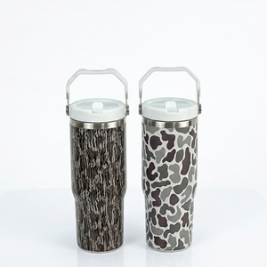Tumbler mimetico stampato <span class=keywords><strong>UV</strong></span> da 30 once con manico in paglia per auto tazza creativa da viaggio all'aperto tazza da caffè bicchiere bottiglia d'acqua - Product Image 1