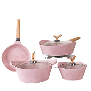 Đá y tế 15 miếng nhôm không dính <span class=keywords><strong>Cookware</strong></span> <span class=keywords><strong>Set</strong></span> hộ gia đình nhà bếp súp Nồi sữa nồi chảo đặt với kính nắp - Product Image 1