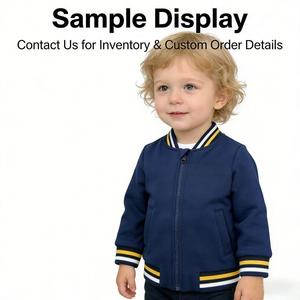 <span class=keywords><strong>Veste</strong></span> universitaire personnalisée pour bébé en mélange de coton, molleton épais, fermeture éclair, manteau pour tout-petit avec bordure côtelée, OEM ODM - Product Image 2