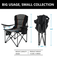 Chaise pliante de Camping rembourrée surdimensionnée en tissu Oxford confortable avec porte-gobelet chaises de plage de pelouse de soutien robustes pour adultes