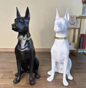 Estatua de Perro Dóberman de Tamaño Real, Decoración Creativa de Resina para Jardín, Adornos, Esculturas de Perros, Navidad, Halloween - Product Image 3