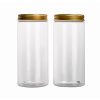 Vente en gros de pots en plastique PET pour aliments et cosmétiques, transparents, noirs, ambrés, avec couvercle en aluminium, 200 ml, 300 ml, 400 ml, 500 ml, 800 ml, 1000 ml