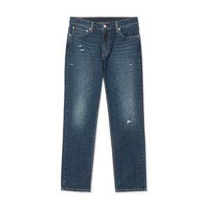 Pantalon en jean décontracté coupe droite slim pour homme, en coton de haute qualité, délavé, bleu vieilli, vente en gros - Product Image 5