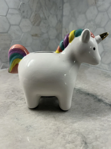 Hucha de unicornio dorado de cerámica, caja de dinero con forma personalizada, tarro de moneda único para niños - Product Image 5