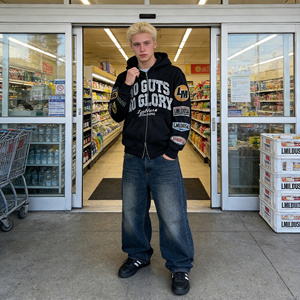 Nuova Felpa con Cappuccio Y2K da <span class=keywords><strong>Donna</strong></span> 2026, Stile Harajuku, Hip Hop <span class=keywords><strong>Vintage</strong></span>, Stampa Termica, Nera, con Zip Intera e Maniche Lunghe - Product Image 1