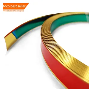 Toco Gold Color Flexible Pvc Wall Edge Banding Strip Self Adhesive Plastic Trim Tile Sealing Trim Strip For Furniture Edging