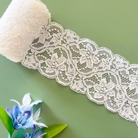 Dentelle large en nylon et élasthanne à motif floral, 8 cm, élastique double face, design européen, accessoires pour sous-vêtements et jupes
