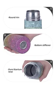 Bouteille d'eau isotherme à double paroi en titane pur, écologique, ultra-légère, 6,7 oz (190 g), garde au chaud/au froid, personnalisable en métal - Product Image 4