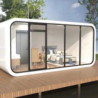 Capsule de Jardin Modulaire en Acier Portable Préfabriqué Apple Cabin Bungalow Bar Bureau Pod avec Terrasse