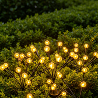 Lampe solaire de jardin à piquet 10 LED en ABS et acier inoxydable, étanche IP65, effet luciole RGB et lumière chaude pour jardin, pelouse et allée