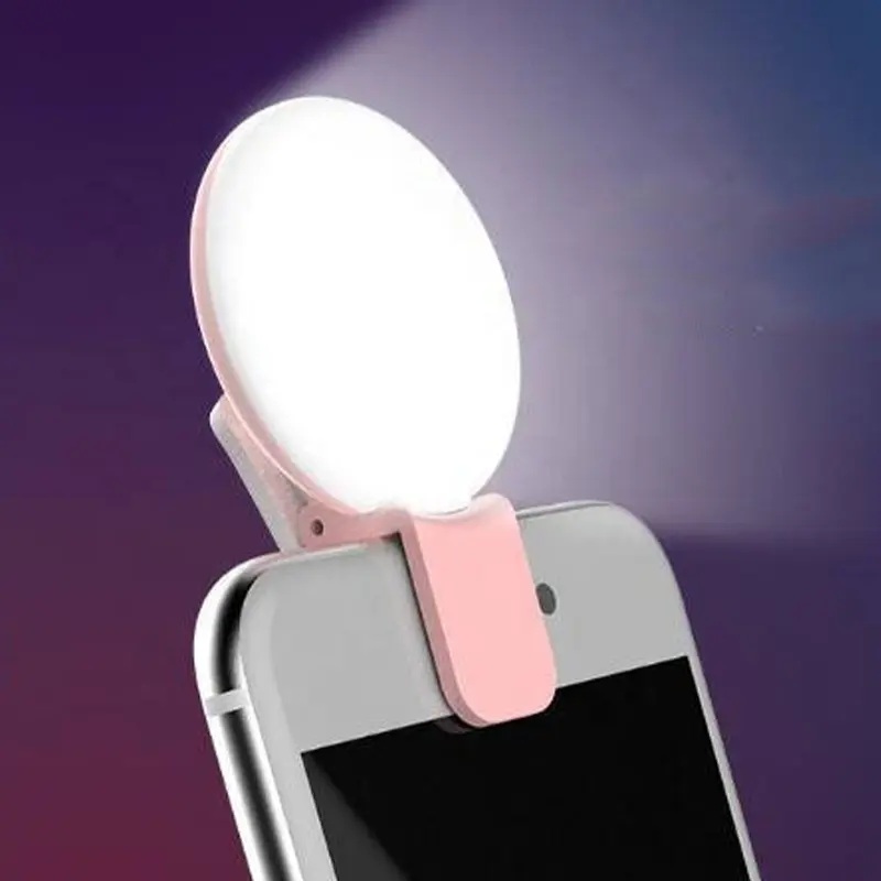 Lâmpada de enchimento ao vivo recarregável para selfie, anel portátil de luz para selfie, mini luz de mesa LED portátil para celular