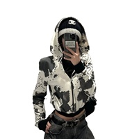 Hoodie Ritsleting Slim Fit Motif Sapi Wanita Berkualitas Tinggi Jaket Luaran Musim Semi Musim Gugur H0902