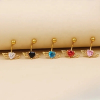 Vente en gros anneau de nombril en acier inoxydable cœur rose rouge nouveau design anneaux de nombril bijoux de piercing pour femmes