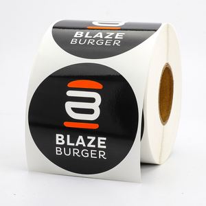 Etiquetas Adhesivas Redondas de Vinilo Laminado Brillante con Impresión FX, para Logotipos de Restaurantes, Hamburguesas y Comida Rápida - Product Image 4