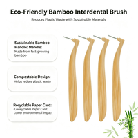 Brosse interdentaire réutilisable en bambou antibactérien, cure-dents en bois biodégradables avec poils en nylon pour l'hygiène bucco-dentaire