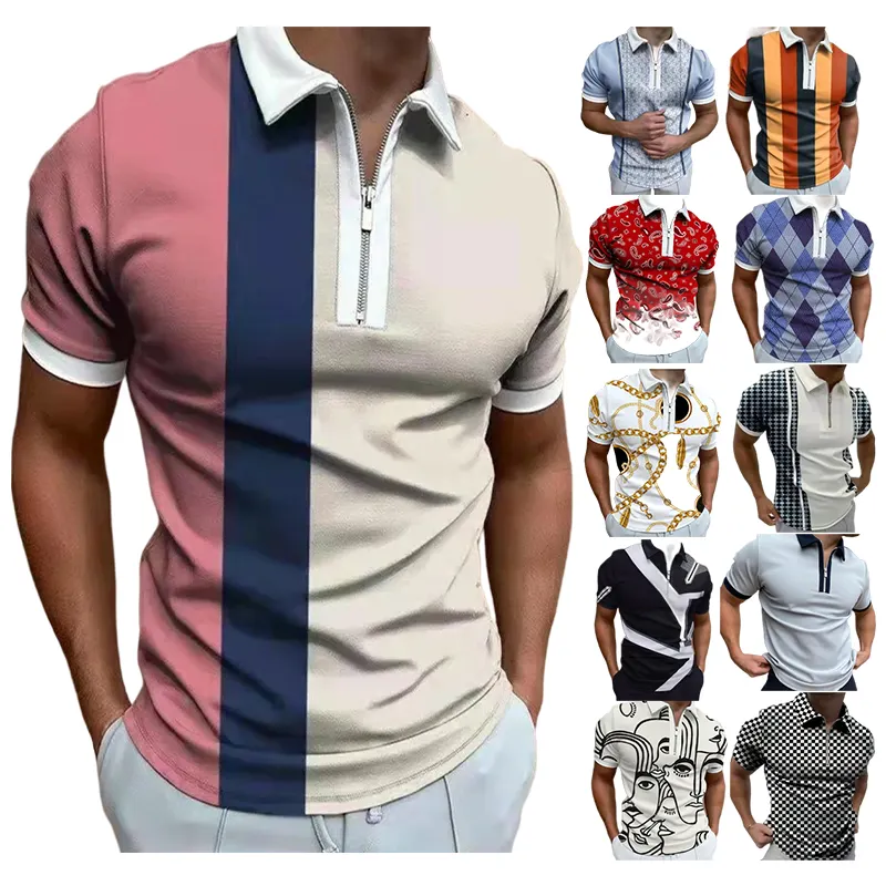 최고 품질의 골프 폴리 에스터 스판덱스 폴로 hombre de algodon 무늬 폴로 패턴 남성 짧은 소매 지퍼 T 셔츠 폴로 오리지널