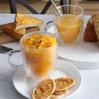 Ventes en gros de tasses à expresso en verre à double paroi isolées, savourez la tasse en verre à double paroi en borosilicate