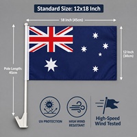 Drapeau de fenêtre de voiture professionnel australien, taille personnalisée 12x18 pouces, en polyester imprimé numériquement, avec poteau à clip en plastique