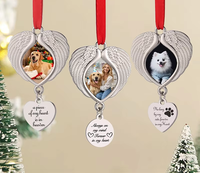 Ornements commémoratifs pour animaux de compagnie Millan Angel Wing, sublimation laser, argent antique, pendentif pour animaux de compagnie disparus, ornement de Noël pour animaux de compagnie, fabrication