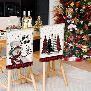 4 piezas de <span class=keywords><strong>lino</strong></span> Feliz Navidad copo de nieve árbol impreso fundas para sillas para banquetes asientos de comedor sillones hoteles de playa-boda Navidad - Product Image 5