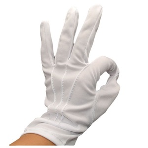 Gants en polyester blanc Qiong Liang, 32 points, triple bord côtelé, pour mariages, travail et usage industriel - Product Image 1
