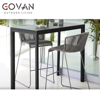 Table de bar rectangulaire moderne pour l'extérieur avec structure en aluminium et plateau en HPL, résistante aux intempéries, haute stabilité pour la terrasse et le jardin