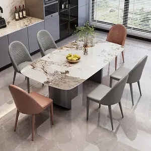 Morden Design Luxury Restaurant Square Marble Top 6 Dining Chairs Home Dining Room Furniture Set Dining Tables