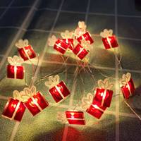 Guirlande lumineuse LED de Noël à piles, motif flocon de neige, blanc chaud, avec pendentifs en plastique, pour boîte cadeau du Père Noël