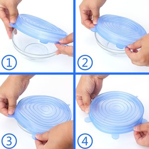 Tapas Elásticas de Silicona para Almacenamiento de Alimentos, 6 Especificaciones de Tapas Reutilizables para Recipientes de Silicona, Aptas para Diversos Contenedores de Alimentos - Product Image 5