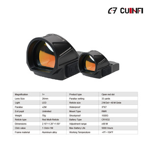Cuinfi 1x26x22mm Grand champ de vision, point rouge, autonomie de 50000 heures, fonction Shake Awake, 10 niveaux d'éclairage multi-réticules, viseur point rouge - Product Image 5