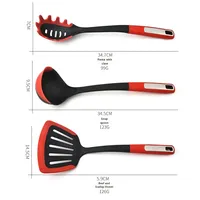 Nouvel ensemble de 10 ustensiles de cuisine en nylon avec poignées en TPE, poêle antiadhésive, spatules à poisson, cuillères à soupe, écrase-pommes, passoire