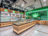 Conception de fournitures de magasin Wape de culture personnalisée Vitrine de dispensaire de tabac en bois Showroom Vitrine en verre pour comptoir de fumée