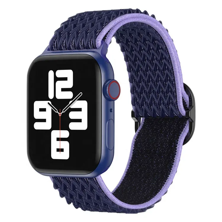 Farbenfrohes elastisches Nylonband mit Buckel Handgelenkersatz Coolyep-Uhrenband für Apple Watch Serie 40 mm 44 mm