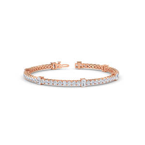 Bracelet tennis de luxe en or rose plaqué argent de qualité supérieure avec diamants taille émeraude pour femmes, idéal pour mariages, fiançailles, fêtes et usage quotidien - Product Image 3
