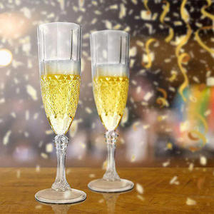 Verres à vin jetables roses transparents sans BPA avec tige, verres à flûtes à <span class=keywords><strong>champagne</strong></span> en plastique avec diamant pour la fête de mariage de Noël - Product Image 3