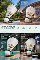Sculpture de badminton sur mesure grandeur nature en fibre de verre, statue de volant de badminton en PRV pour stade, parc, marque sportive