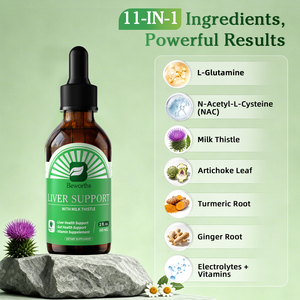 Integratore per il Fegato e Riparazione Intestinale con Curcuma, Zenzero, Carciofo, NAC, Siliimarina e Zinco, Vegano, 60ml - Product Image 2